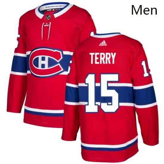 Mens Adidas Montreal Canadiens 15 Chris Terry Authentic Red Home NHL Jersey